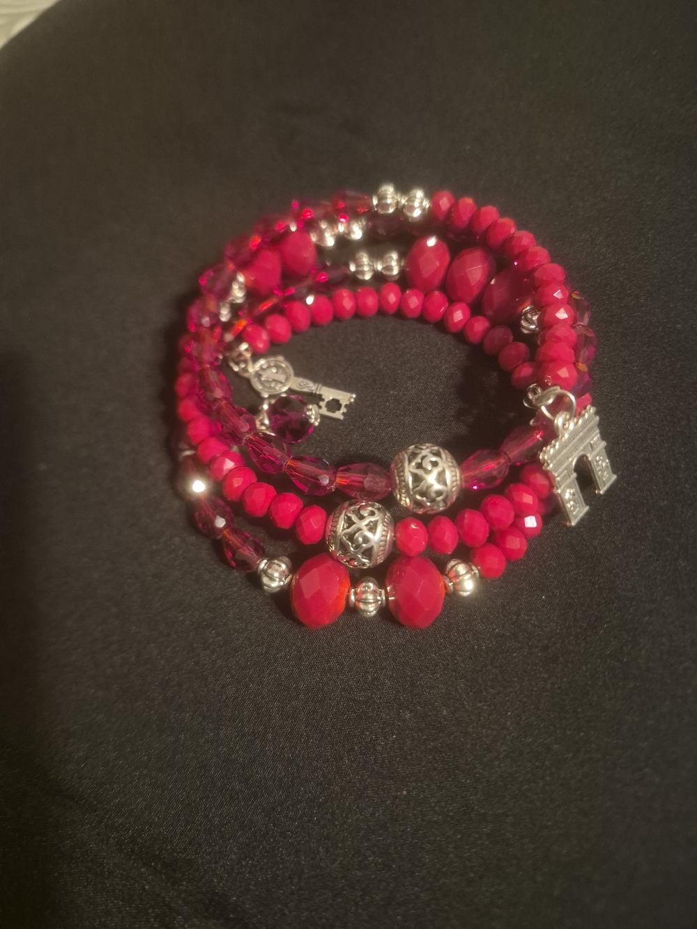 Red Multi-Strand Beaded Bracelet